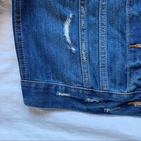 Distressed Jean Jacket Cropped Blue Hollister - M - Picture 4 of 7